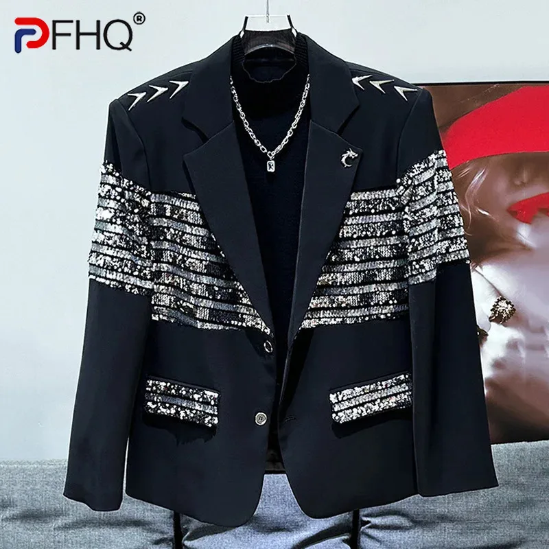PFHQ Autumn Winter Korean New Fashion Sequin Splicing Decoration Design Loose Versatile Men's Suit Jacket Blazer 21Z6288
PFHQ Autumn Winter Korean New Fashion Sequin Splicing Decoration Design Loose Versatile Men's Suit Jacket Blazer 21Z6288
