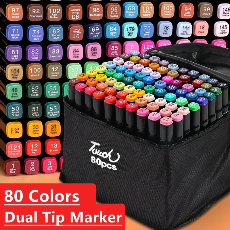 80 Colors Dual Tip Art Marker Pen Set for Draw Sketching Based Markers Pens Graffiti Manga School Art Supplies
80 Colors Dual Tip Art Marker Pen Set for Draw Sketching Based Markers Pens Graffiti Manga School Art Supplies