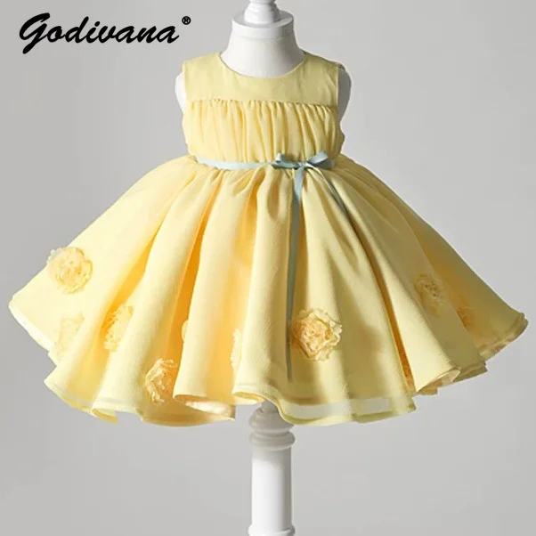 Baby Girls 2026 Summer New Sweet Princess Dress Kids Flower Girl Wedding Host Sweet Yellow Sleeveless Birthday Party Tutu Dress
Baby Girls 2026 Summer New Sweet Princess Dress Kids Flower Girl Wedding Host Sweet Yellow Sleeveless Birthday Party Tutu Dress