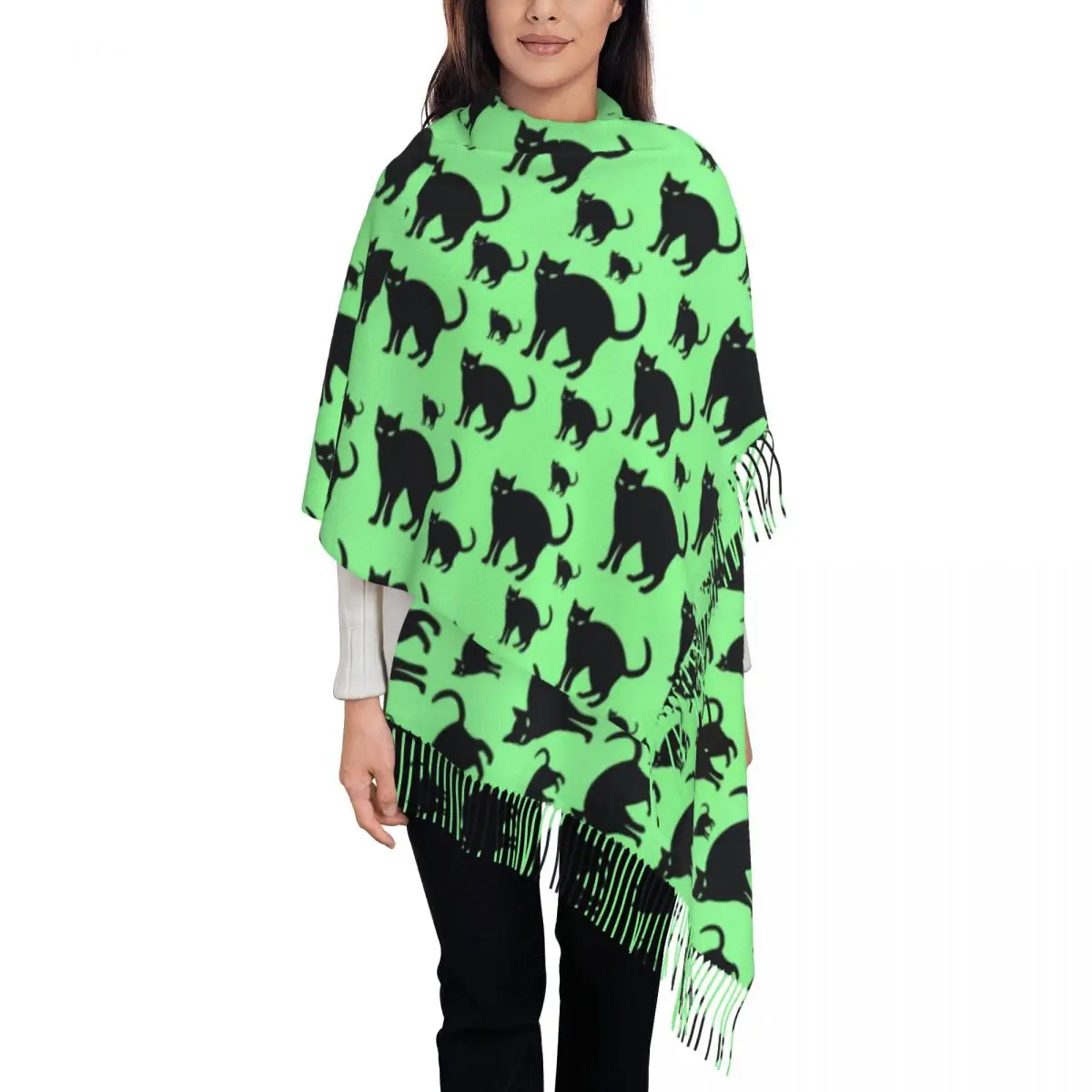 Black Cat Pattern Scarf Funny Animal Print Outdoor Shawls Wrpas with Tassel Women Fashion Headwear Scarves Winter Design Bufanda
Black Cat Pattern Scarf Funny Animal Print Outdoor Shawls Wrpas with Tassel Women Fashion Headwear Scarves Winter Design Bufanda
