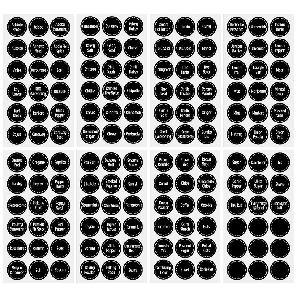 8 листов этикеток-наклеек для банок со специями, контейнеров, организации кладовой, минималистичные круглые водонепроницаемые съемные кухонные этикетки из ПВХ
8 листов этикеток-наклеек для банок со специями, контейнеров, организации кладовой, минималистичные круглые водонепроницаемые съемные кухонные этикетки из ПВХ