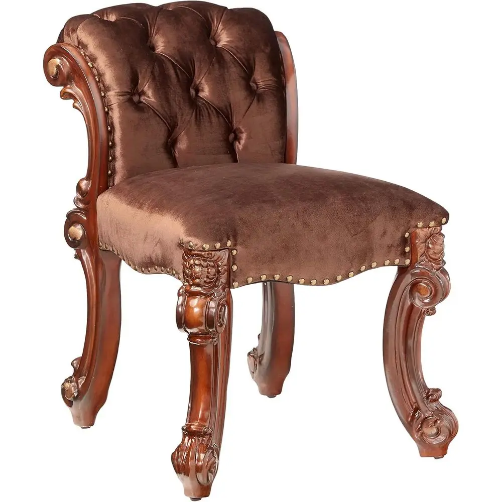 Elegant Cherry Vanity Stool with Padded Cushions, 27.56 H x 28.74 W x 20.08 D, Baroque Style for Bedroom
Elegant Cherry Vanity Stool with Padded Cushions, 27.56 H x 28.74 W x 20.08 D, Baroque Style for Bedroom
