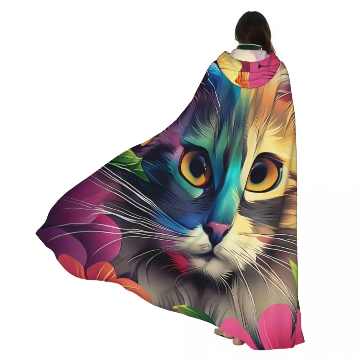 Красочный плащ с цветочным котом и капюшоном, карнавальный костюм на Хэллоуин для взрослых, длинная праздничная накидка
Красочный плащ с цветочным котом и капюшоном, карнавальный костюм на Хэллоуин для взрослых, длинная праздничная накидка