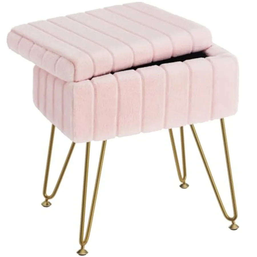 Vanity Stool Chair Faux Fur with Storage, 15.7"L x 11.8"W x 19.4"H Soft Ottoman 4 Metal Legs with Anti-Slip Feet, Furry Padded
Vanity Stool Chair Faux Fur with Storage, 15.7"L x 11.8"W x 19.4"H Soft Ottoman 4 Metal Legs with Anti-Slip Feet, Furry Padded