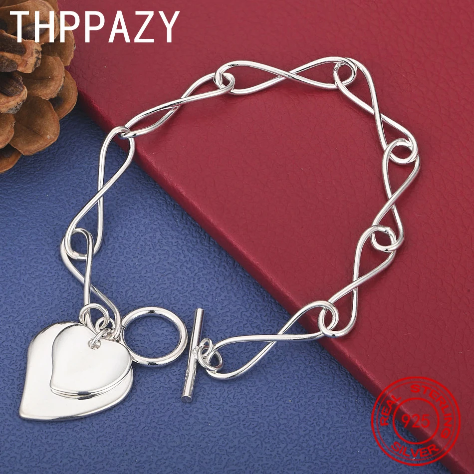 THPPAZY 925 Sterling Silver Double Heart Bracelet Sweet Beautiful Charm Jewelry Chain Engagement Party Gifts For Girlfriend
THPPAZY 925 Sterling Silver Double Heart Bracelet Sweet Beautiful Charm Jewelry Chain Engagement Party Gifts For Girlfriend
