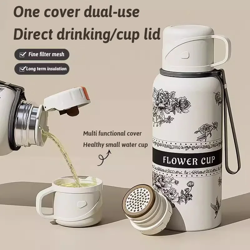 Thermos Bottle 600ml/800ml Large-capacity Gardenia 316 Stainless Steel Thermal Water Bottle with Tea Drain for Outdoor Travel
Thermos Bottle 600ml/800ml Large-capacity Gardenia 316 Stainless Steel Thermal Water Bottle with Tea Drain for Outdoor Travel