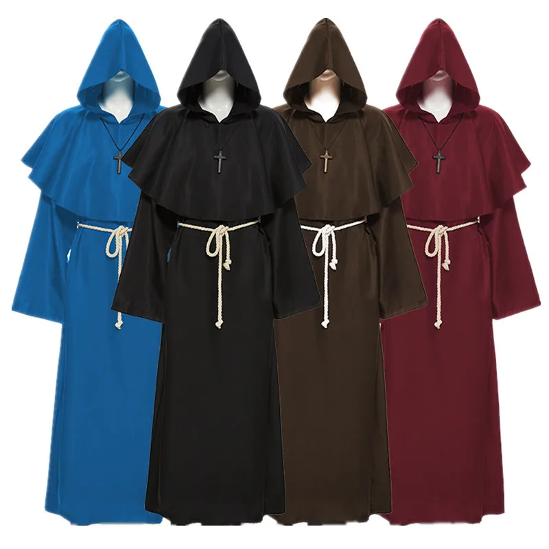 Medieval Monk Church Clergy Costume Men's Cosplay Priest Hooded Cowl Gown Robe Cape Minister Cloak Halloween Outfit For Adult
Medieval Monk Church Clergy Costume Men's Cosplay Priest Hooded Cowl Gown Robe Cape Minister Cloak Halloween Outfit For Adult