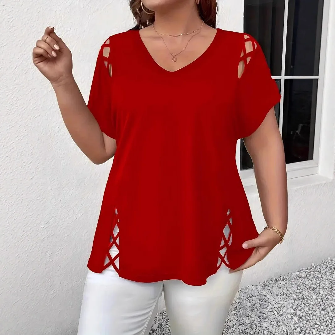 2025 European and American fashion casual women's short-sleeved T-shirt large-size off-the-shoulder top
2025 European and American fashion casual women's short-sleeved T-shirt large-size off-the-shoulder top