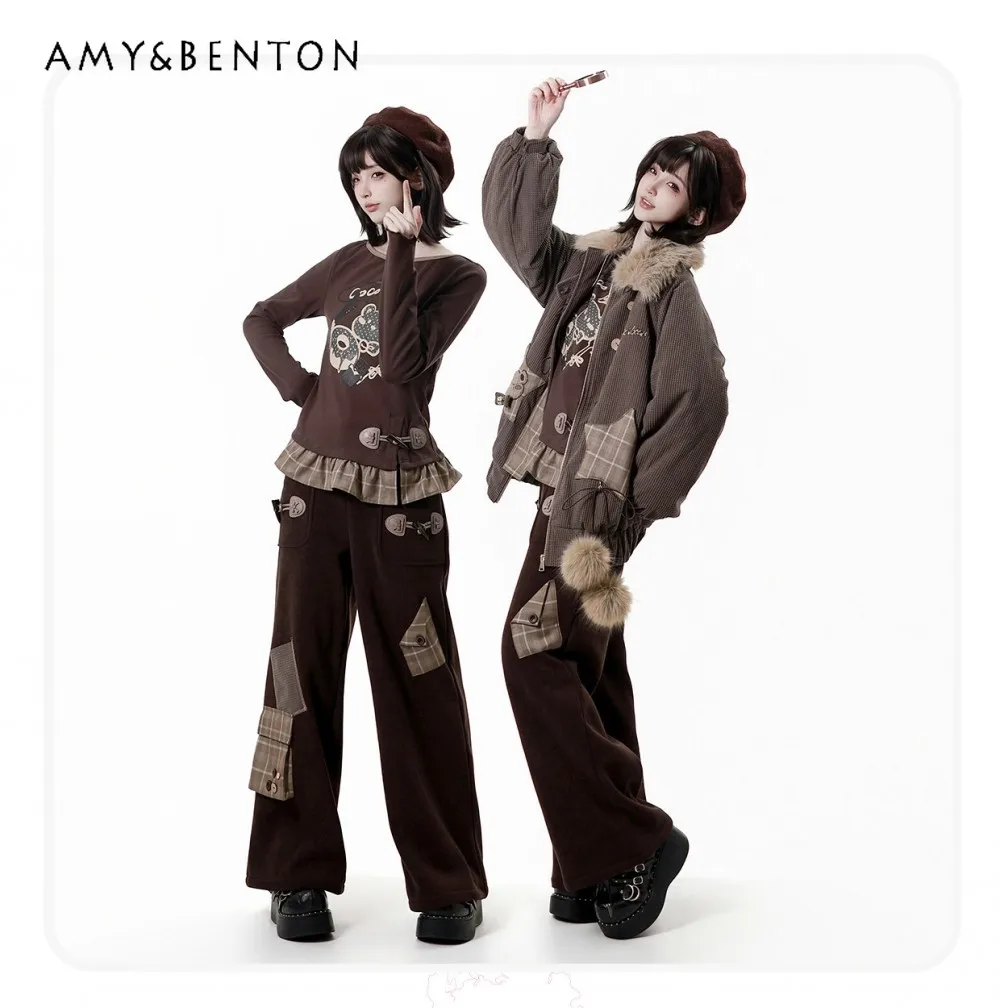 Cute Cartoon Print Plush Thickened Jacket Autumn Winter New College Style Harajuku Sweet Spicy Color Block Casual Outfits Women
Cute Cartoon Print Plush Thickened Jacket Autumn Winter New College Style Harajuku Sweet Spicy Color Block Casual Outfits Women