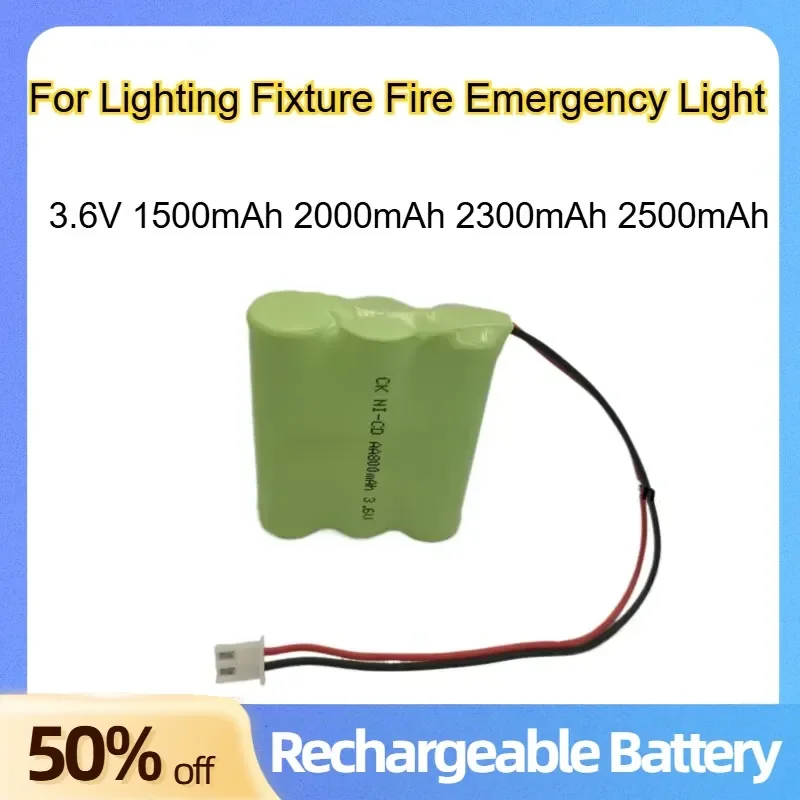 NI-MH Battery Pack 3.6V 1500mAh 2000mAh 2300mAh 2500mAh for Lighting Fixture Fire Emergency Light Rechargeable Batteries
NI-MH Battery Pack 3.6V 1500mAh 2000mAh 2300mAh 2500mAh for Lighting Fixture Fire Emergency Light Rechargeable Batteries