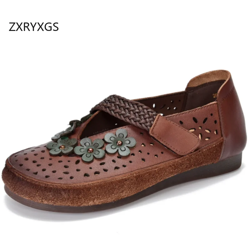 Женские модные сандалии ZXRYXGS из натуральной кожи с цветочным узором, полые, в римском стиле, на плоской мягкой подошве, удобные, дышащие, 2026
Женские модные сандалии ZXRYXGS из натуральной кожи с цветочным узором, полые, в римском стиле, на плоской мягкой подошве, удобные, дышащие, 2026
