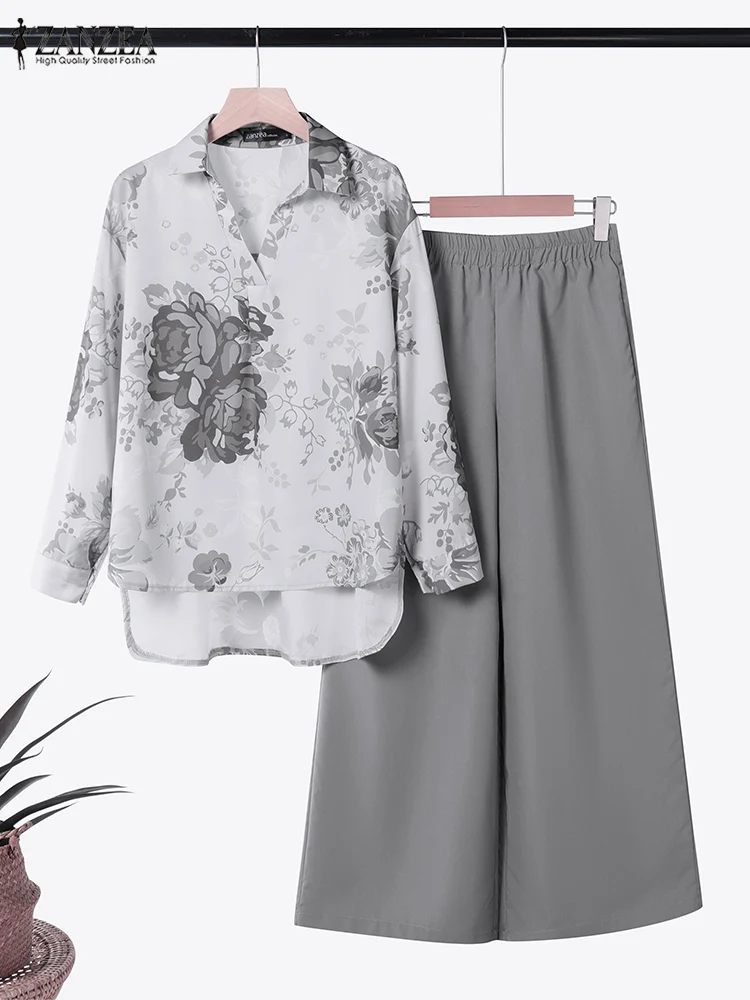 ZANZEA Casual Fashion Outfits Women Floral Lapel Long Sleeve Tops Solid Wide Leg Pants Commute Pant Sets Loose 2-Pieces Suits
ZANZEA Casual Fashion Outfits Women Floral Lapel Long Sleeve Tops Solid Wide Leg Pants Commute Pant Sets Loose 2-Pieces Suits