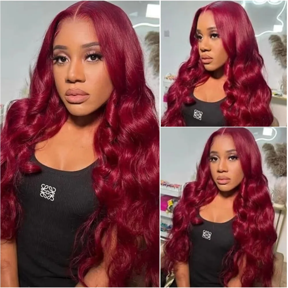220 Density Body Wave 99j Burgundy 13x6 HD Lace Frontal Wig Human Hair Wine Red Colored 13x4 Transparent Lace Front Wigs For Women
220 Density Body Wave 99j Burgundy 13x6 HD Lace Frontal Wig Human Hair Wine Red Colored 13x4 Transparent Lace Front Wigs For Women