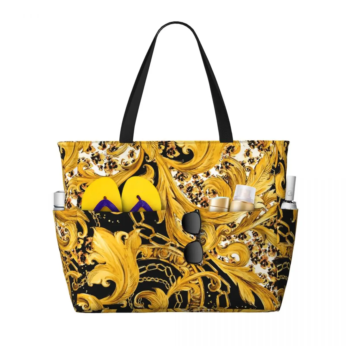 Custom Golden Vintage Floral European Pattern Travel Tote Bag Women Large Capacity Baroque Groceries Shoulder Shopper Bags
Custom Golden Vintage Floral European Pattern Travel Tote Bag Women Large Capacity Baroque Groceries Shoulder Shopper Bags