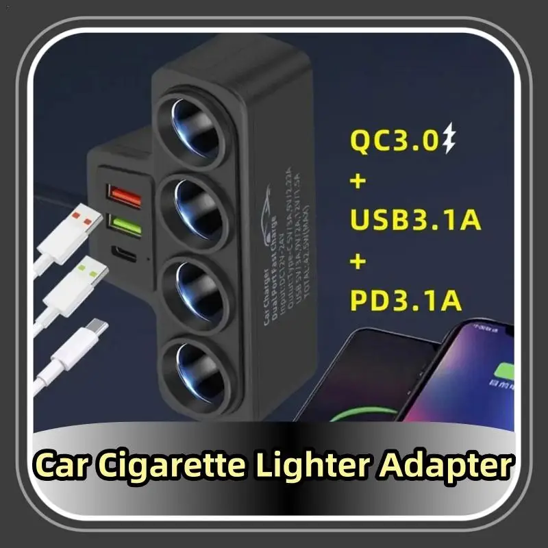 12V/24V Car Cigarette Lighter Adapter New 4-Socket 3.1A Charger Charger USB Car USB+QC3.0+PD3.1A Accessories 120W Power Outlet
12V/24V Car Cigarette Lighter Adapter New 4-Socket 3.1A Charger Charger USB Car USB+QC3.0+PD3.1A Accessories 120W Power Outlet