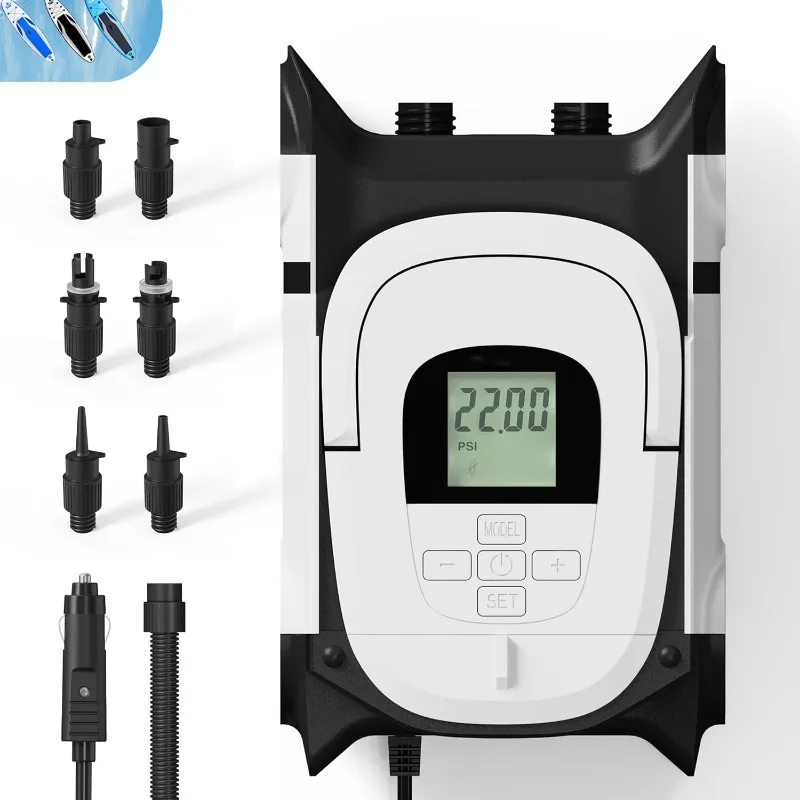 Paddle Board Pump with Auto-Off Function Dual Motor for Inflatable SUP and Boat, 22PSI Portable Electric Air Pump
Paddle Board Pump with Auto-Off Function Dual Motor for Inflatable SUP and Boat, 22PSI Portable Electric Air Pump