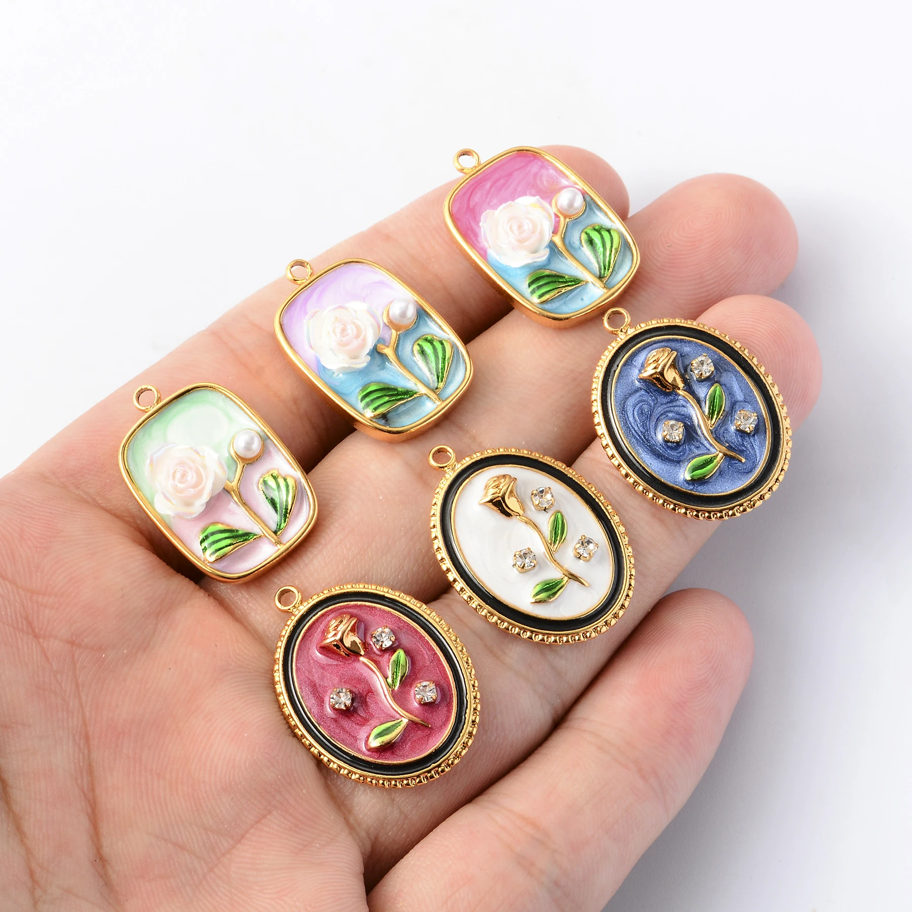 8Pcs Relief Rose Frame Charms Stainless Steel Flower Enamel Accessories for Making Necklace Earrings Pendant Wholesale
8Pcs Relief Rose Frame Charms Stainless Steel Flower Enamel Accessories for Making Necklace Earrings Pendant Wholesale