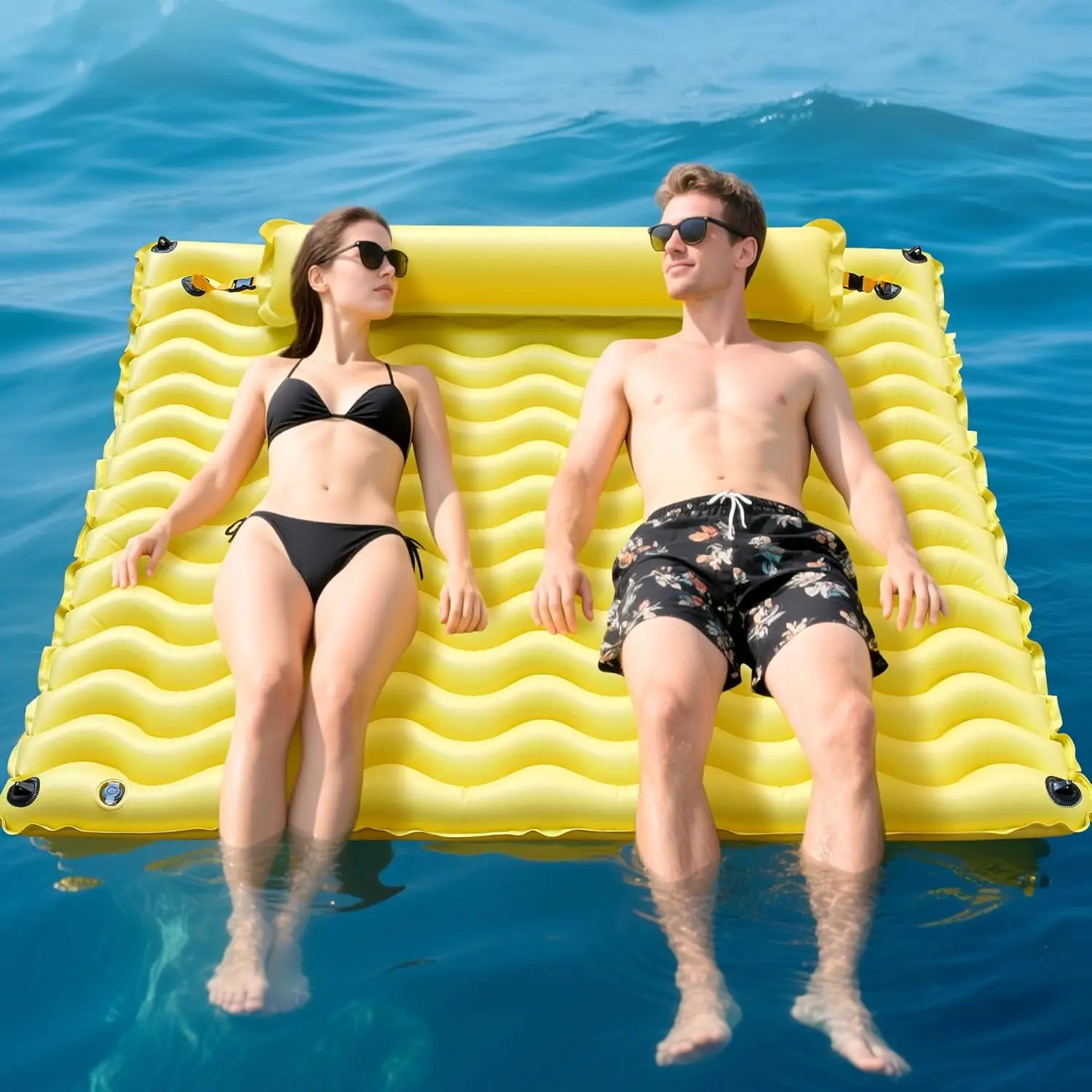 Inflatable Floating Mat/Raft/Dock/Platform, Float with Non-Slip Wave Pattern and Dual Headrest, Multi-Person Water Floating f
Inflatable Floating Mat/Raft/Dock/Platform, Float with Non-Slip Wave Pattern and Dual Headrest, Multi-Person Water Floating f