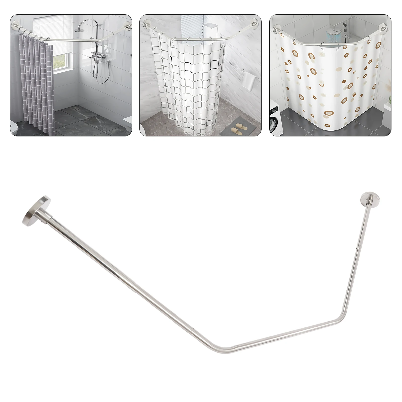 304 Stainless Steel Shower Curtain Rack Adjustable Diamond Corner Wall Mount Silver Space-Saving for Bathroom
304 Stainless Steel Shower Curtain Rack Adjustable Diamond Corner Wall Mount Silver Space-Saving for Bathroom