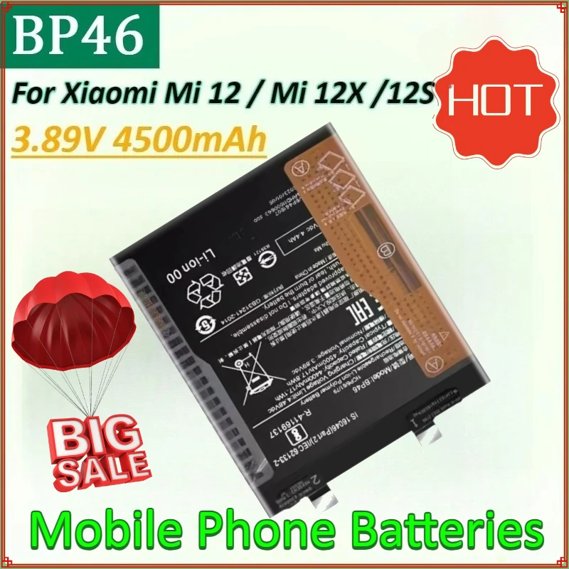High Quality Battery BP46 3.89V 4500mAh Mobile Phone Replacement for Xiaomi Mi 12X /12S/Mi 12 Cell Phone Batteries
High Quality Battery BP46 3.89V 4500mAh Mobile Phone Replacement for Xiaomi Mi 12X /12S/Mi 12 Cell Phone Batteries