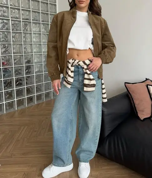 Women's Jacket 2025 Spring Autumn New Retro Personality Streetwear Turn-Down Collar Long Sleeve Khaki Casual Zipper Jacket
Women's Jacket 2025 Spring Autumn New Retro Personality Streetwear Turn-Down Collar Long Sleeve Khaki Casual Zipper Jacket