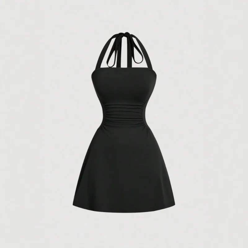 Halter Dress Female New Autumn Spice Girl Pleated Fashion Waist Show Thin Short Dresses Trend for Women Club Mini Dress Vestidos
Halter Dress Female New Autumn Spice Girl Pleated Fashion Waist Show Thin Short Dresses Trend for Women Club Mini Dress Vestidos