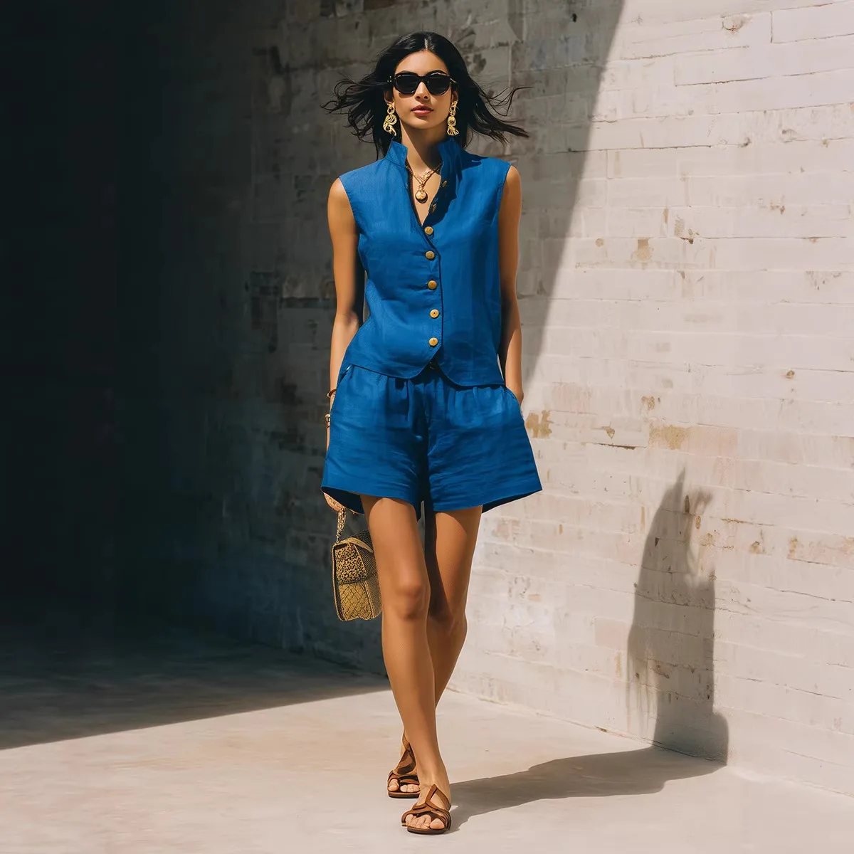 2026 European and American Women's Spring/Summer Vintage Fashion Loose Tight Sleeveless Front Button Top and Shorts Sleeveless S
2026 European and American Women's Spring/Summer Vintage Fashion Loose Tight Sleeveless Front Button Top and Shorts Sleeveless S