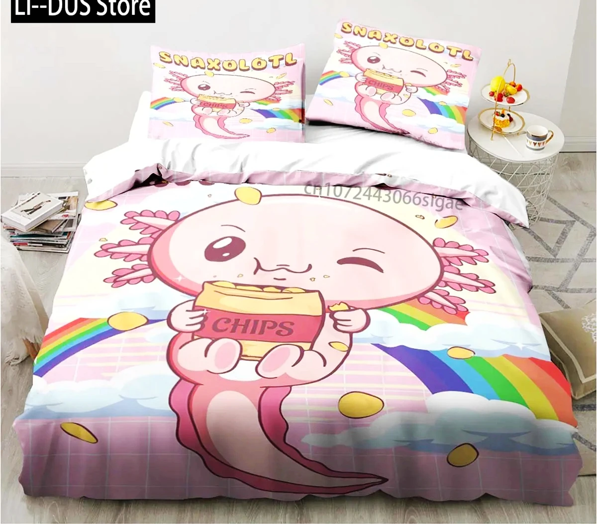 Cute Kawaii Axolotl Art Christmas Navidad Gift King Twin Double Child Customized Bedding Set Duvet Cover with Pillowcase 3 Piece
Cute Kawaii Axolotl Art Christmas Navidad Gift King Twin Double Child Customized Bedding Set Duvet Cover with Pillowcase 3 Piece