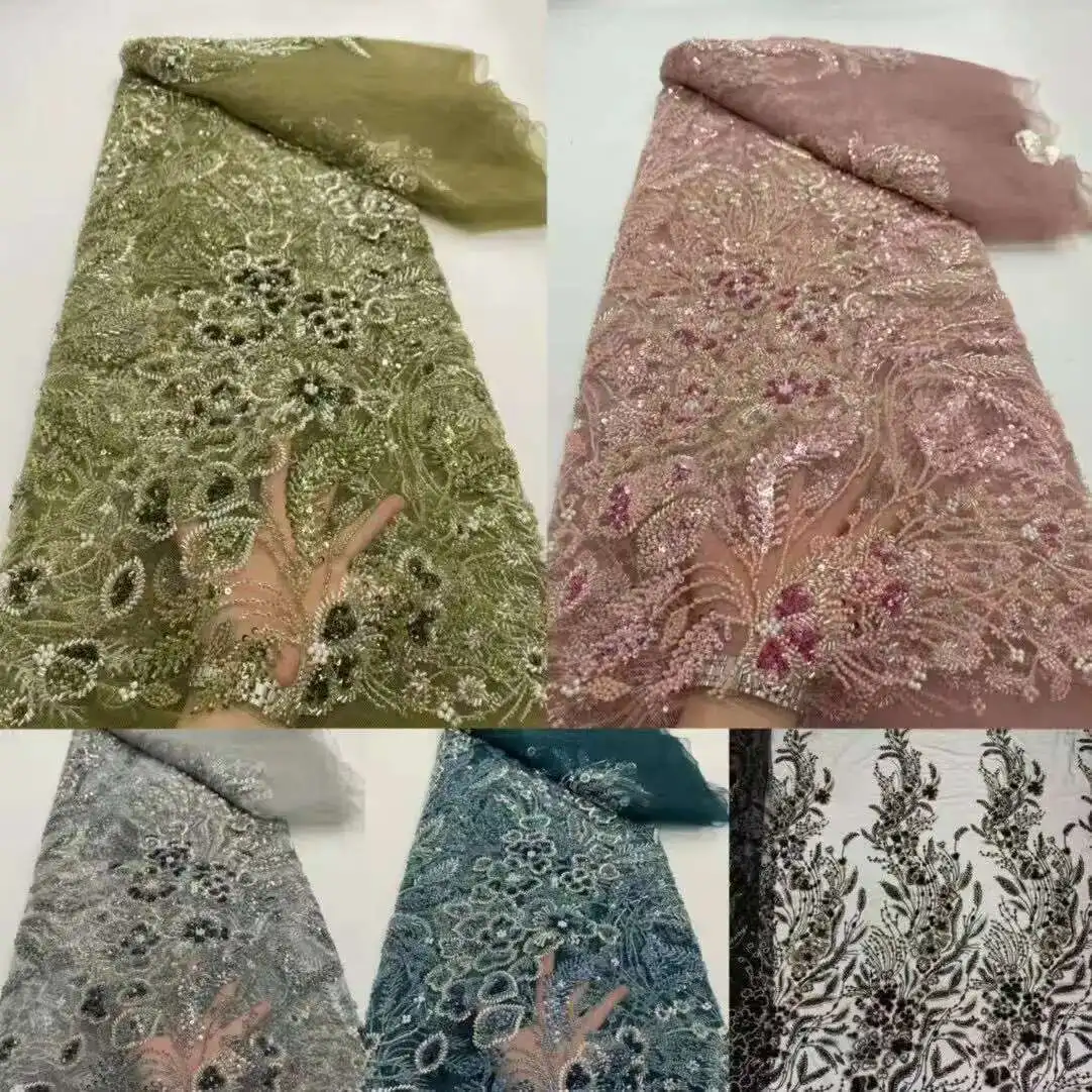 2025 Hot Sale Fashion Africa Lace Fabric High Quality Handmade Embroidery Lace With Beads Sequins Party For Wedding Dress
2025 Hot Sale Fashion Africa Lace Fabric High Quality Handmade Embroidery Lace With Beads Sequins Party For Wedding Dress