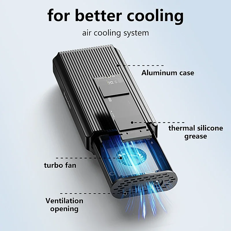 40Gbps USB4 PCIe 4.0 M.2 NVMe SSD Enclosure With Cooling Fan Compatible With Thunderbolt 4 3 Drive Case
40Gbps USB4 PCIe 4.0 M.2 NVMe SSD Enclosure With Cooling Fan Compatible With Thunderbolt 4 3 Drive Case