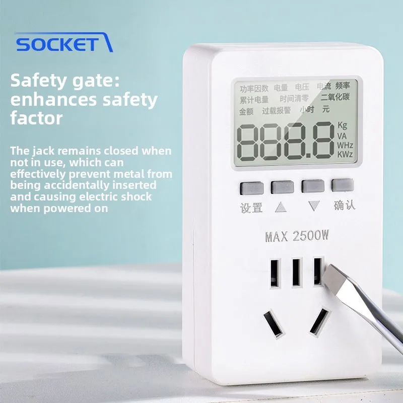 Universal Power Meter Socket - Timing Energy Monitor LCD Display for Home Appliance Electricity Cost
Universal Power Meter Socket - Timing Energy Monitor LCD Display for Home Appliance Electricity Cost