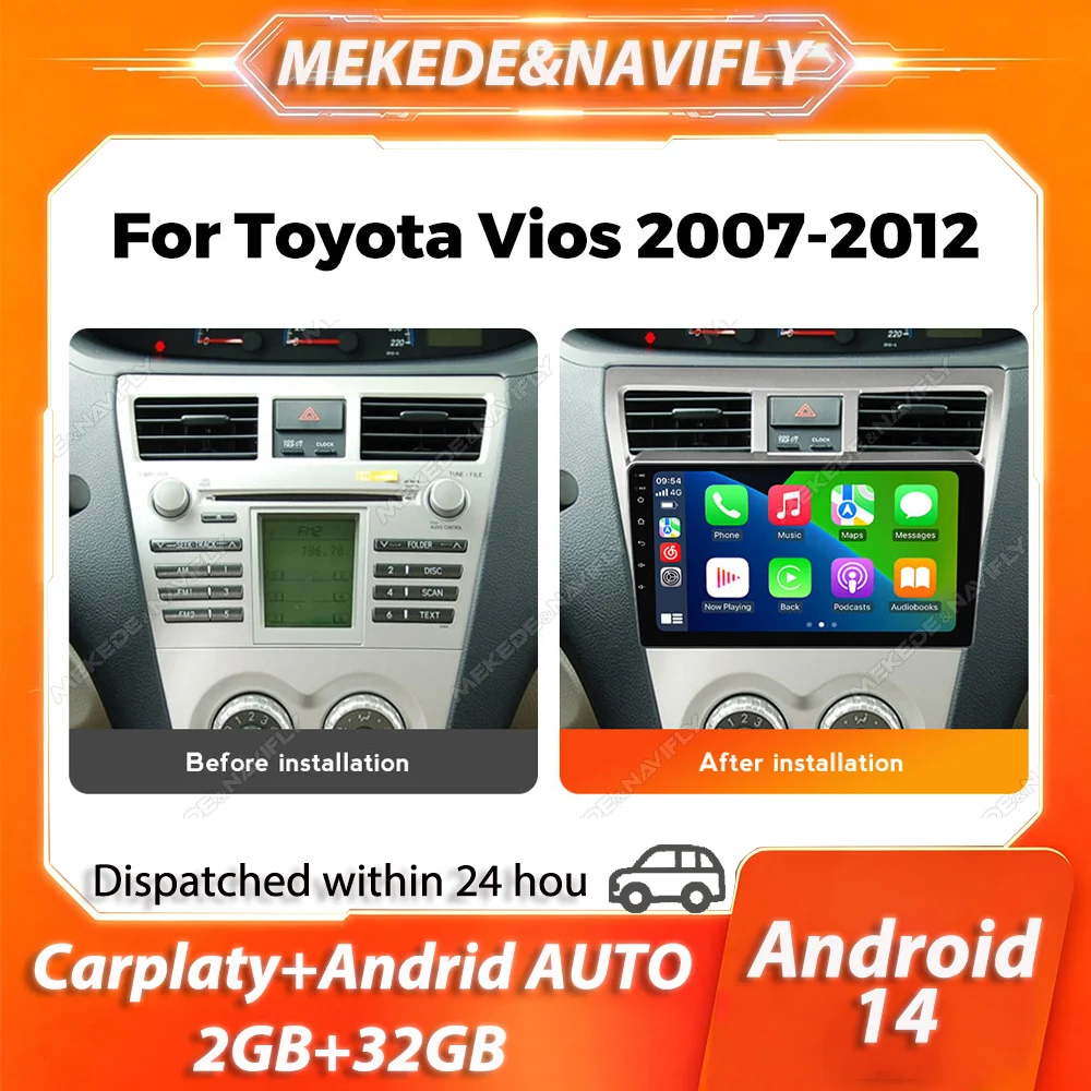 MEKEDE 2 Din Carplay For Toyota Vios Yaris 2007-2012 Android 14 Car Radio GPS BT autoradio Stereo Intelligent Car audio system
MEKEDE 2 Din Carplay For Toyota Vios Yaris 2007-2012 Android 14 Car Radio GPS BT autoradio Stereo Intelligent Car audio system