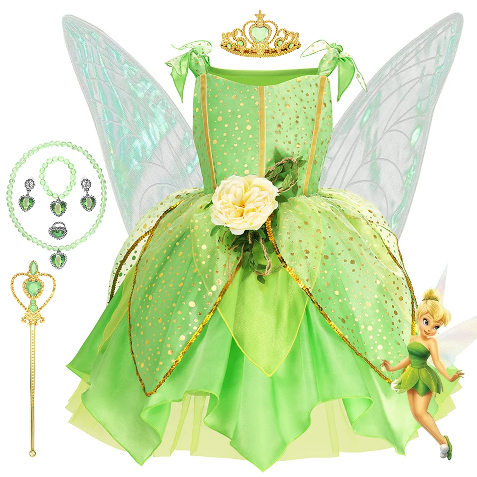 Disney Girls Tinker Bell Costume Halloween Costume for Kids Green Tinkerbell Fancy Dress Fairy Princess Cosplay Carnival Party
Disney Girls Tinker Bell Costume Halloween Costume for Kids Green Tinkerbell Fancy Dress Fairy Princess Cosplay Carnival Party
