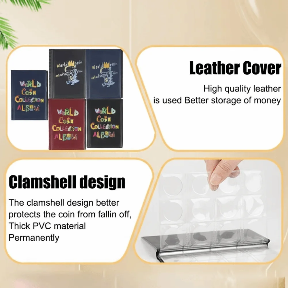 120 Pockets Coin Collector Penny Album Gifts PU Leather Mini Penny Coin Storage Bag 10 Pages Coin Holder Albums for Collectors
120 Pockets Coin Collector Penny Album Gifts PU Leather Mini Penny Coin Storage Bag 10 Pages Coin Holder Albums for Collectors