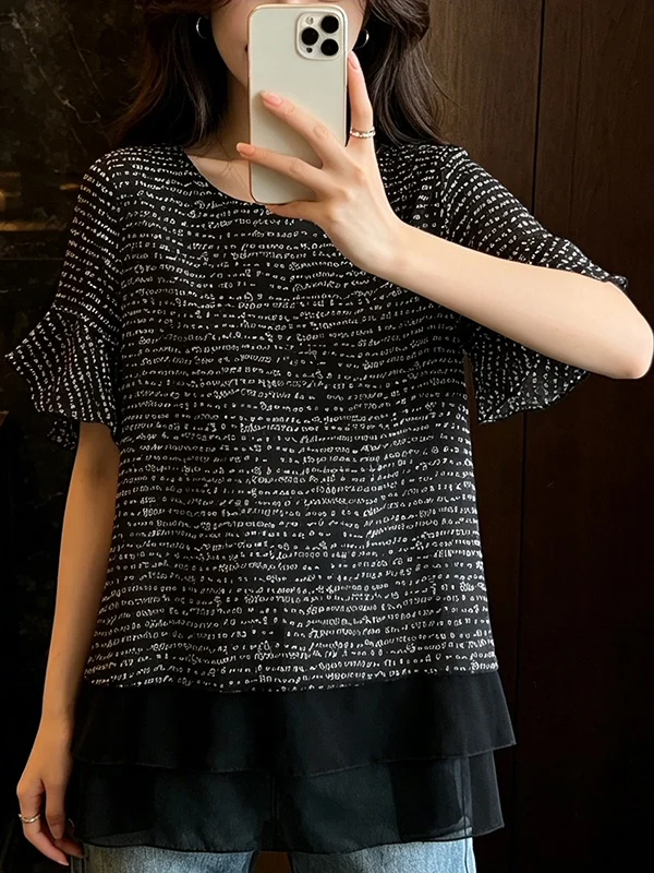 plus Size Women's Summer New Loose Versatile Slimming Print Chiffon Top Back Design Commute Style Korean Version
plus Size Women's Summer New Loose Versatile Slimming Print Chiffon Top Back Design Commute Style Korean Version