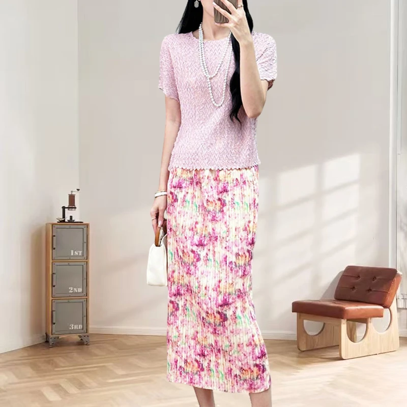 Miyake Pleat Skirt Set Plisse Clothing Miyake Fold2025 Summer Pink Short Sleeve Pleat Top Printed Bustier Skirt Pleats Set
Miyake Pleat Skirt Set Plisse Clothing Miyake Fold2025 Summer Pink Short Sleeve Pleat Top Printed Bustier Skirt Pleats Set
