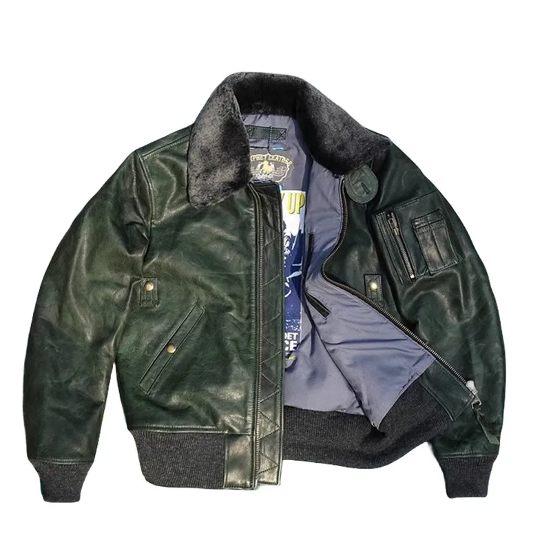 Retro Green Winter Pilot Leather Jacket Men Military Style Plus Size 4XL Genuine Natural Horsehide B15 Flight Leather Coat
Retro Green Winter Pilot Leather Jacket Men Military Style Plus Size 4XL Genuine Natural Horsehide B15 Flight Leather Coat