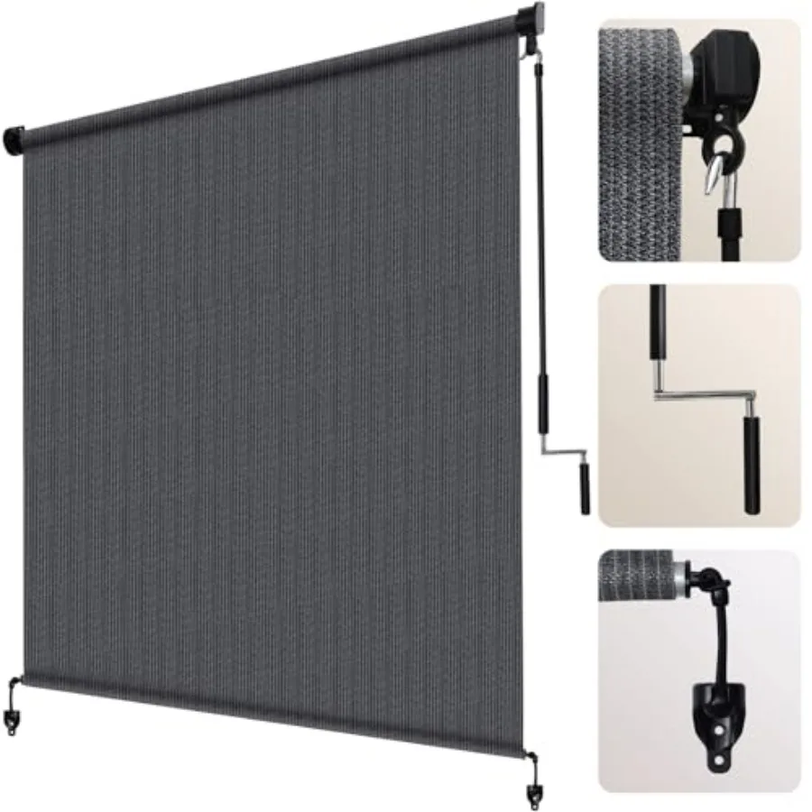 Outdoor Roller Shade 4' W x 8' H 220GSM Fabric Roll Up Blind, Wand Operation Exterior Sun Shades Cloth for Patio Porch Gazebo
Outdoor Roller Shade 4' W x 8' H 220GSM Fabric Roll Up Blind, Wand Operation Exterior Sun Shades Cloth for Patio Porch Gazebo