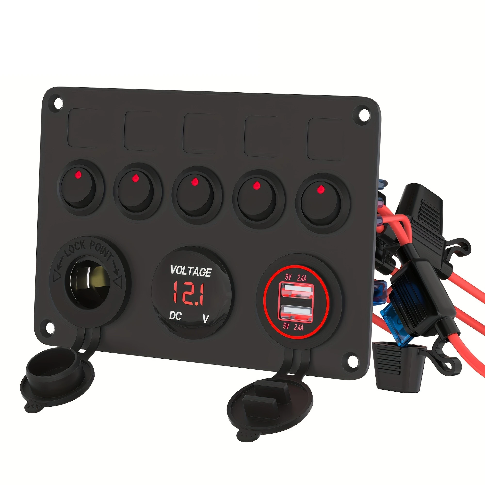 Red 5-Gang Rocker Switch Panel, 12V, 4.8A USB, Cig Lighter, Volt, Fit Marine Truck Car, P D&S, Gift For Car Lovers
Red 5-Gang Rocker Switch Panel, 12V, 4.8A USB, Cig Lighter, Volt, Fit Marine Truck Car, P D&S, Gift For Car Lovers