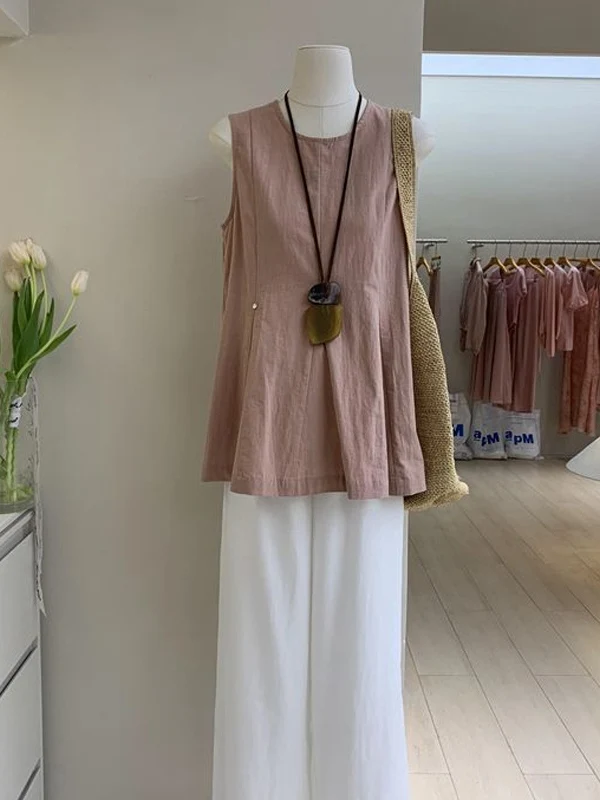 Стильная женская свободная блузка без рукавов с круглым вырезом, в корейском стиле, для повседневной носки, из полиэстера, стандартной длины
Стильная женская свободная блузка без рукавов с круглым вырезом, в корейском стиле, для повседневной носки, из полиэстера, стандартной длины