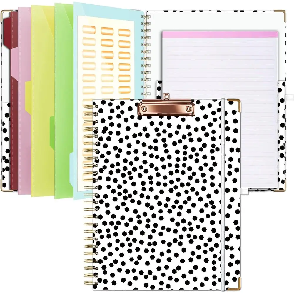 Clipboard Storage 8.5 X 11, Padolio Organizer, Spiral Portfolio Letter Size with Notepad, 5 Extra Divider Pages, Elastic Closure
Clipboard Storage 8.5 X 11, Padolio Organizer, Spiral Portfolio Letter Size with Notepad, 5 Extra Divider Pages, Elastic Closure