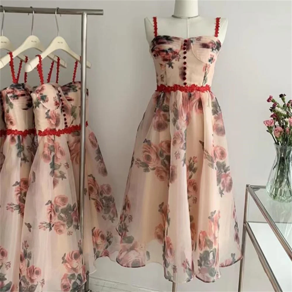 French retro floral suspender dress female printed party dress elegant body espalda descubierta
French retro floral suspender dress female printed party dress elegant body espalda descubierta
