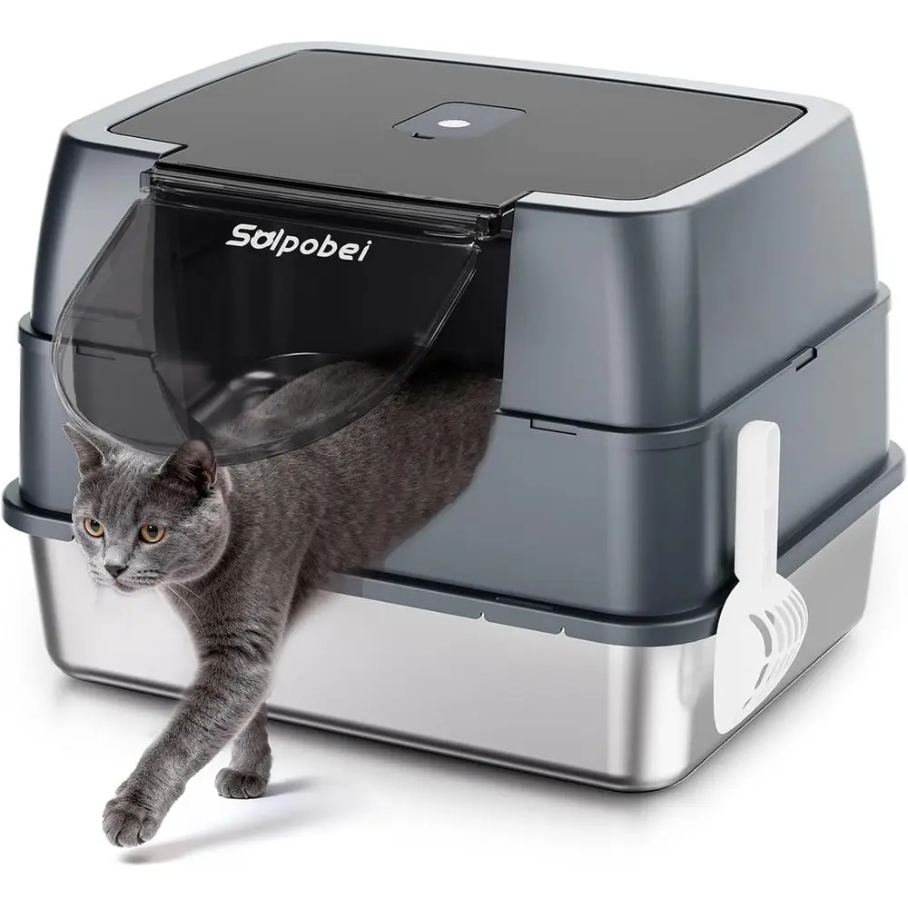 Covered Stainless Steel Litter Box - High-Sided Enclosure for Cats, Odor Control, Easy Clean
Covered Stainless Steel Litter Box - High-Sided Enclosure for Cats, Odor Control, Easy Clean