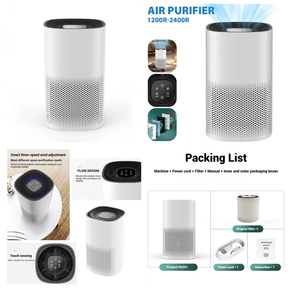Smart Touch Control Air Purifier 3 Speed Wind Modern Artistic Design for Small Room Home Office
Smart Touch Control Air Purifier 3 Speed Wind Modern Artistic Design for Small Room Home Office
