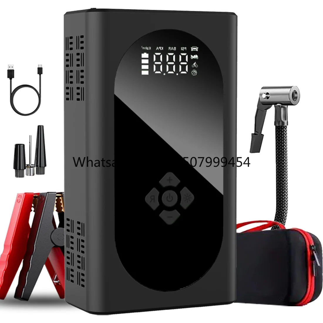 18000mAh 3000A Peak Current Car Jump Starter with Tyre Inflator Air Compressor 150PSI SOS Light & Air Pump Power Bank
18000mAh 3000A Peak Current Car Jump Starter with Tyre Inflator Air Compressor 150PSI SOS Light & Air Pump Power Bank