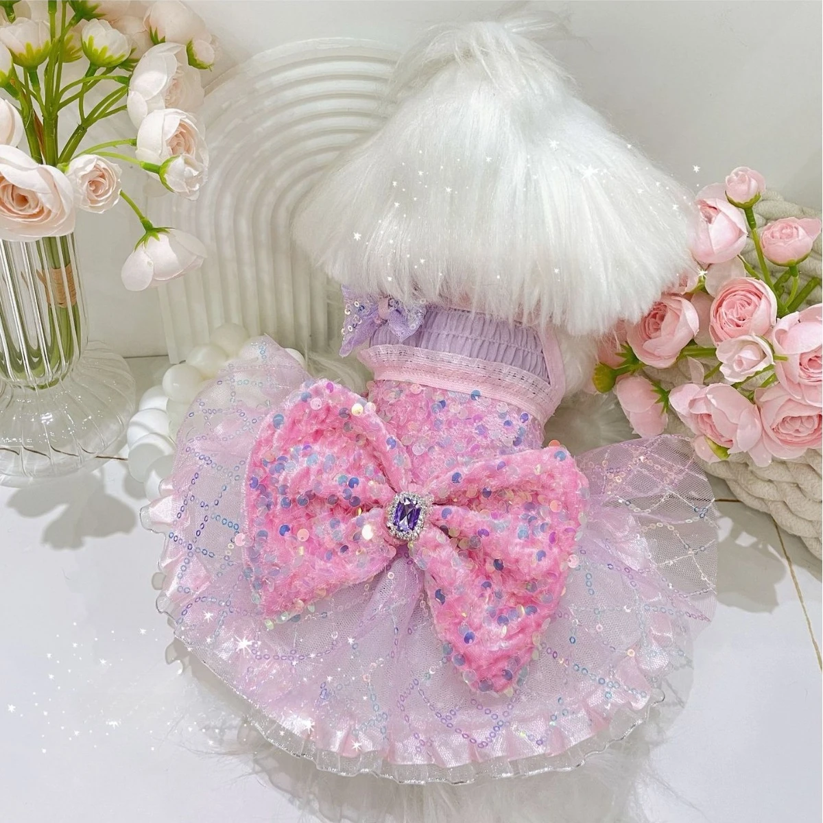 Pink Tutu Dress for Dogs with Big Bow, Stretch Knit Puppy Princess Gown, Spring Summer Elastic Pet Dog Dresses for Party Photo
Pink Tutu Dress for Dogs with Big Bow, Stretch Knit Puppy Princess Gown, Spring Summer Elastic Pet Dog Dresses for Party Photo