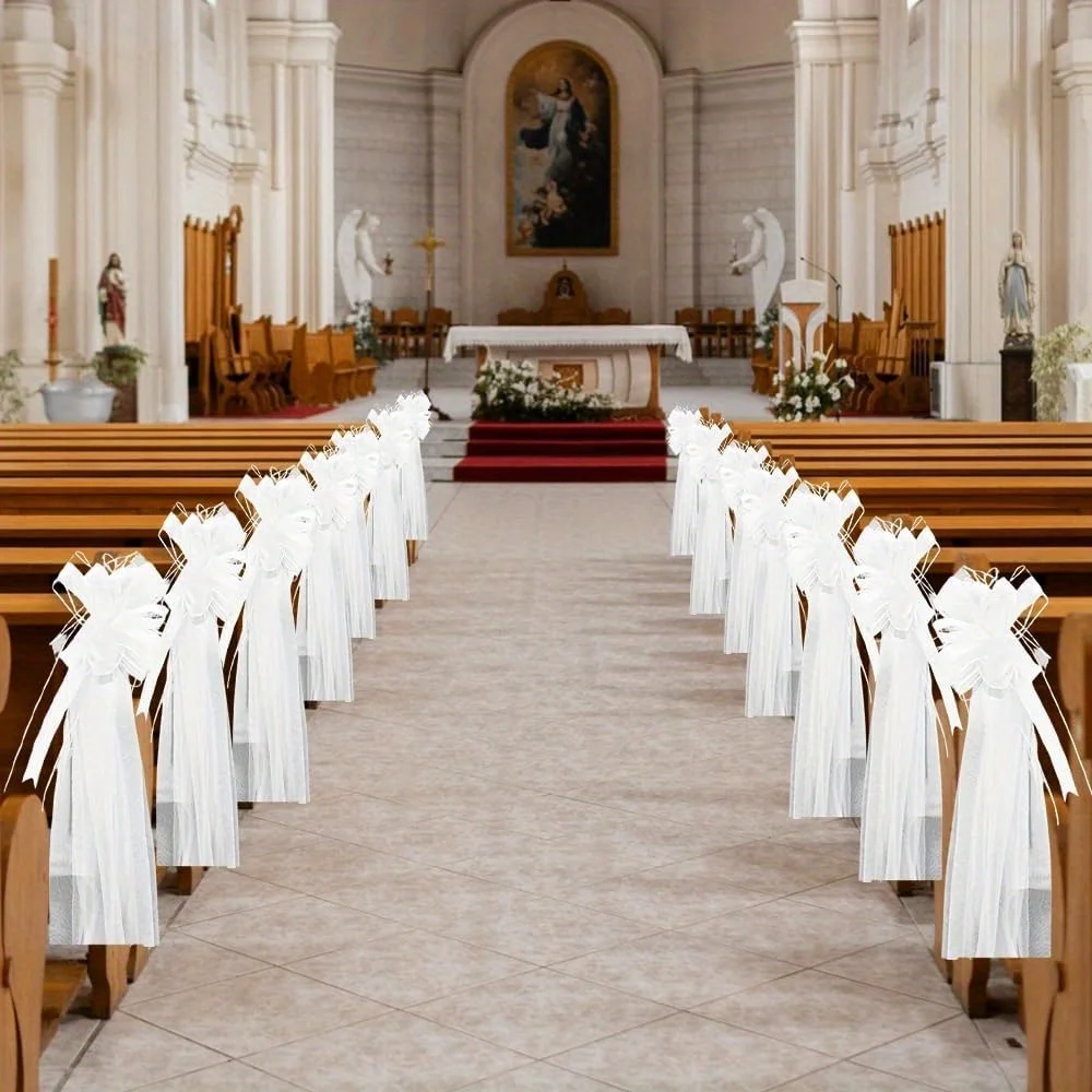 Set of 12 Large Wedding Pew Bows with Long Tulle Tails Church Chair Aisle Decorations Wedding Car Decoration Big Bows for Brida
Set of 12 Large Wedding Pew Bows with Long Tulle Tails Church Chair Aisle Decorations Wedding Car Decoration Big Bows for Brida
