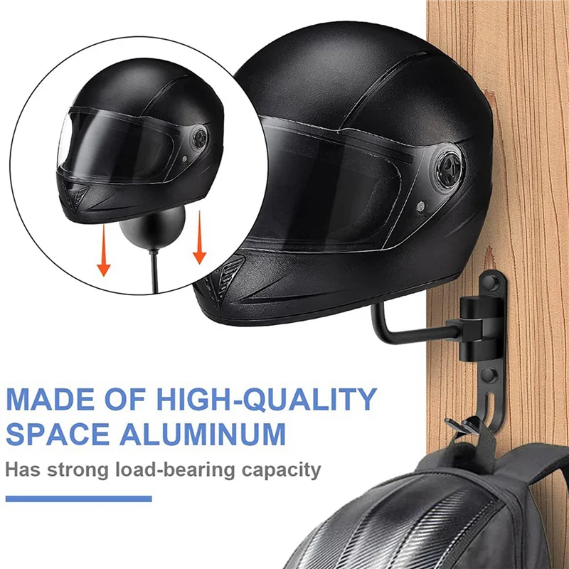 HOES-3X 180° Motorcycle Helmet Rack, Rotation Metal Helmet Holder Wall Mount, Helmet Holder Bike With 2 Hooks Helmet Hanger,1
HOES-3X 180° Motorcycle Helmet Rack, Rotation Metal Helmet Holder Wall Mount, Helmet Holder Bike With 2 Hooks Helmet Hanger,1