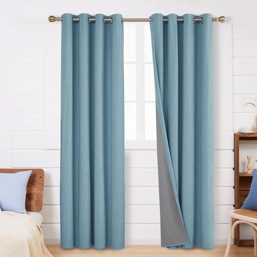 100% Blackout Curtains for Bedroom 84 inch Length Pack of 2 Grommet Thermal Insulated Linen Curtains with Coating Teal 52" x 84
100% Blackout Curtains for Bedroom 84 inch Length Pack of 2 Grommet Thermal Insulated Linen Curtains with Coating Teal 52" x 84