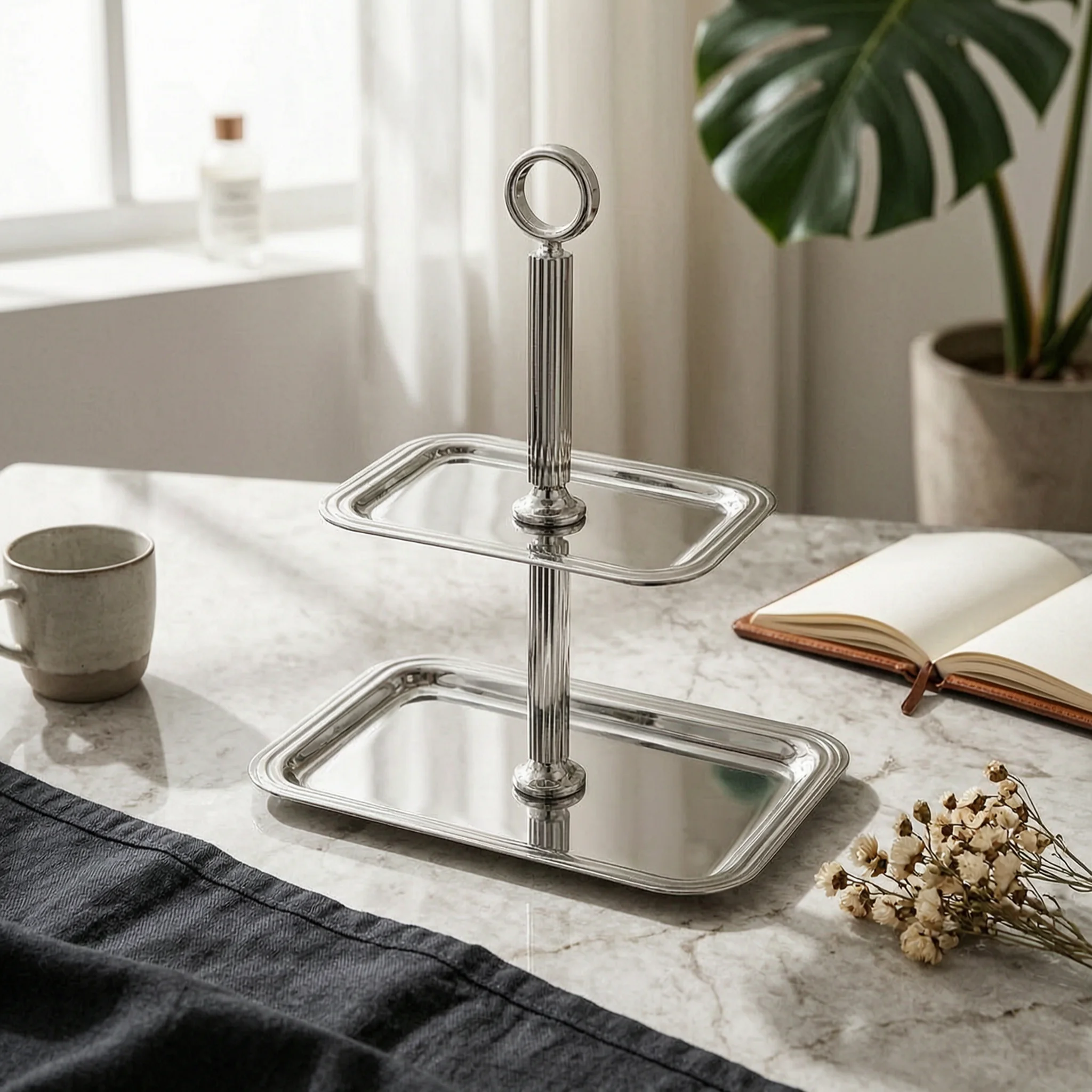 2-Tier Cake Stand Easy to Clean Two-Tier Serving Tray Cake Stand with Handle Modern Space-Saving for Hosts, Afternoon Tea
2-Tier Cake Stand Easy to Clean Two-Tier Serving Tray Cake Stand with Handle Modern Space-Saving for Hosts, Afternoon Tea